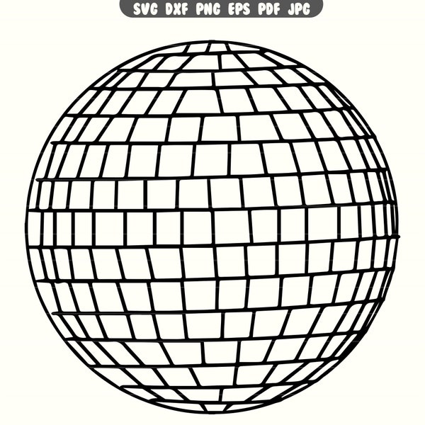 Sparkling Disco Ball SVG | Retro DXF | Dance Party PNG - Instant Download for Groovy Crafting