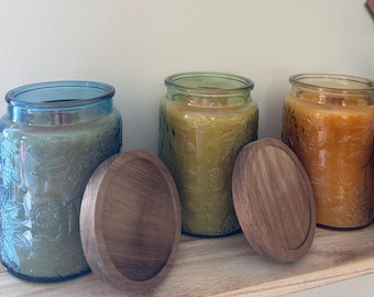 23 oz Sunflower Vintage Jar Beeswax Essential Oil Candle |100% Pure Beeswax Candles|~100 Hr Clean Burn|Wood Wick| Non-Toxic |Hypoallergenic