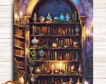 Rompecabezas de la Guarida Mágica, Regalo para Amantes de la Magia, Rompecabezas de Pociones, Rompecabezas Fantasioso, Rompecabezas de Estantería de Magos