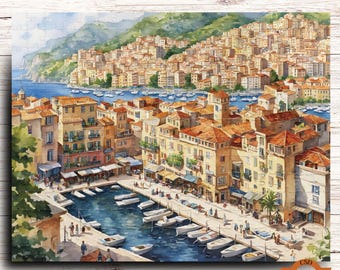 Monaco Harbor Jigsaw Puzzle, Mediterranean Jigsaw Puzzle, Travel Jigsaw Puzzle, Italian Art Lovers Gift, Scenic Jigsaw Puzzle