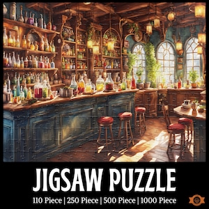 Enchanters Cafe Jigsaw Puzzle, Apothecary Lovers Gift, Magic Jigsaw Puzzle, Cafe Jigsaw Puzzle, Potions Puzzle