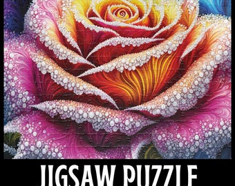 Frilly Rose Jigsaw Puzzle, Flower Jigsaw Puzzle, Rose Lover Gift, Nature Jigsaw Puzzle, Rose Puzzle, 1000/500/250/110 Piece