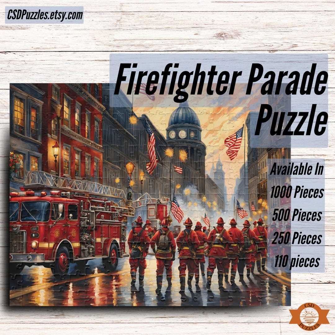 Firefighter Parade 1000 Piece Jigsaw Puzzle, Vintage Firefighter Jigsaw ...