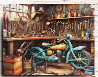 Puzzle d'atelier de motos 500 pièces