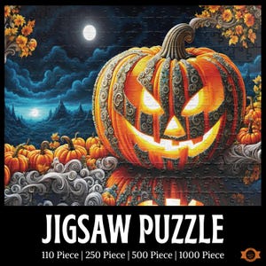 Silver Swirl Pumpkin Halloween Jigsaw Puzzle, Spooky Jack O Lantern Puzzle, Halloween Lovers Puzzle Gift, Glam Autumn Puzzle
