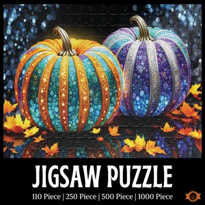Gemstone Pumpkin Halloween Jigsaw Puzzle, Spooky Jack O Lantern Puzzle, Halloween Lovers Puzzle Gift, Glam Autumn Puzzle