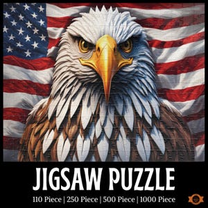 USA Eagle Jigsaw Puzzle, American Flag Puzzle, Eagle Lovers Gift, Patriotic Puzzle, Eagle Art, Americana