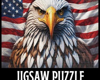 USA Eagle Jigsaw Puzzle, American Flag Puzzle, Eagle Lovers Gift, Patriotic Puzzle, Eagle Art, Americana