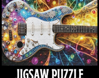 Rompecabezas de guitarra brillante, rompecabezas de guitarra con piedras preciosas, regalo para amantes de la música, rompecabezas de guitarra vibrante
