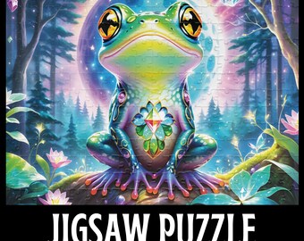 Majestätisch Frosch Jigsaw Puzzle Bunter Regenbogen Wunderlicher Tier Neon Psychedelic Kunst Frosch-Liebhaber-Geschenk