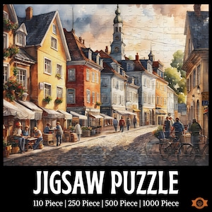 Swedish Town Jigsaw Puzzle, Charming European Puzzle, Travel Lovers Gift, Scenic Village Jigsaw Puzzle, 1000/520/250/110 Piece