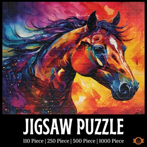 Impasto Horse Jigsaw Puzzle, Colorful Mustang Artistic Jigsaw Puzzle, Vibrant Stallion Puzzle, Horse Lovers Gift