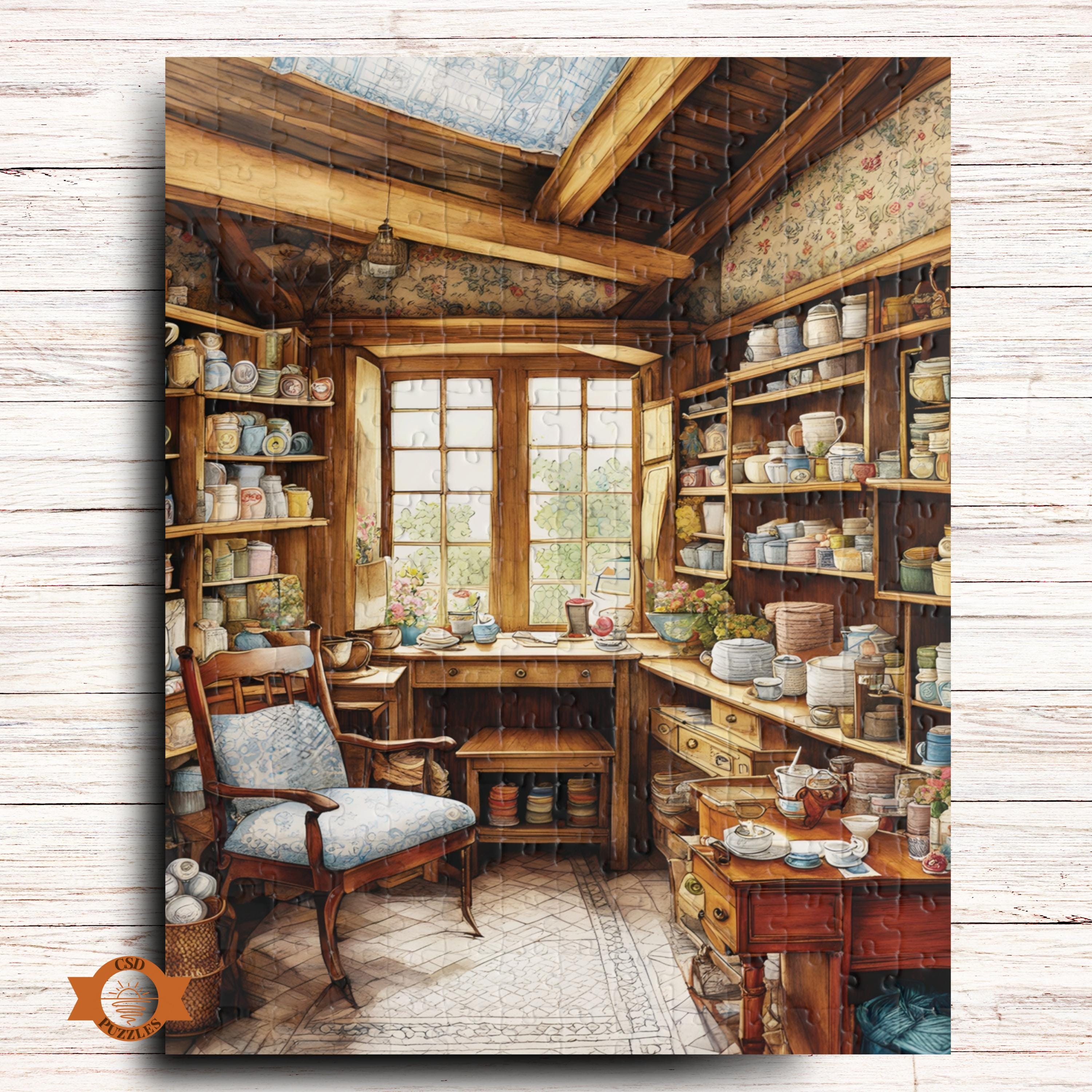 Crafters Attic Jigsaw Puzzle, Sewing Theme Puzzle, Crafting Lover, Unique Gift Idea, Puzzle For Crafters, 1000/500/250/110 Piece