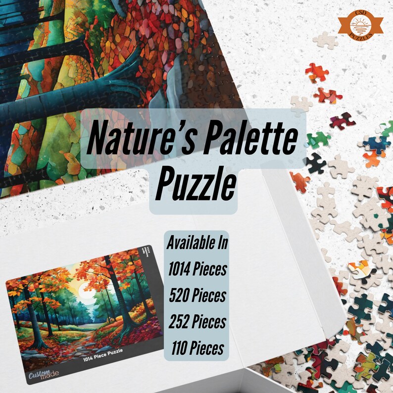 Gift ready packaging with completed puzzle image on the front.