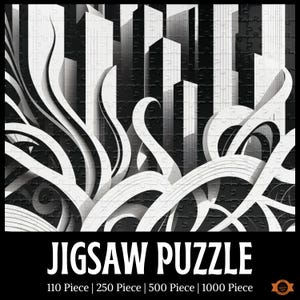 Urban Jungle Jigsaw Puzzle, Abstract Jigsaw Puzzle Gift, Challenging Puzzle, Black And White Jigsaw Puzzle