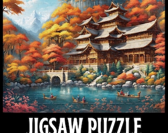 Autumn Wooden Pagoda Jigsaw Puzzle Fall Landscape Nature Lover Puzzle Gift Sanctuary