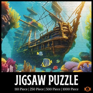 Pirate Ship Jigsaw Puzzle, Underwater Sunken Ship Puzzle, Sea Robbers, Seafarer, Ocean Life Gift, 1000/500/250/100 Piece