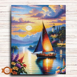 Sailboat Puzzle, Boat Jigsaw Puzzle, Ocean Lovers Gift, Sailing Lovers Gift, Majestic Sailing Voyage Jigsaw Puzzle, 1000/500/250/100 Piece