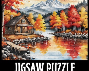 Lakeside Fall Jigsaw Puzzle, Fall Countryside Puzzle, Nature Lover Puzzle Gift, Autumn Landscape Puzzle