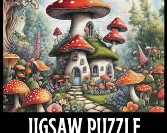 Rompecabezas de jardín de hongos, rompecabezas encantador, regalo para amantes de los hongos, rompecabezas de fantasía, 500 piezas