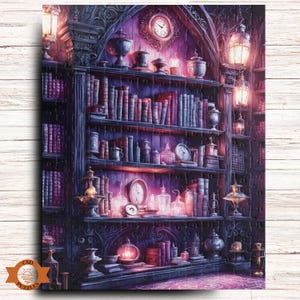 Mystical Bookshelf Jigsaw Puzzle, Magic Lovers Gift, Potions Jigsaw Puzzle, Whimsical Puzzle, Wizard Puzzle