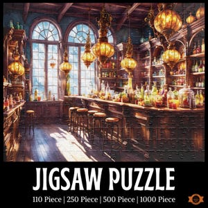 Mixologist&#39;s Pub Jigsaw Puzzle, Apothecary Puzzle, Bartender Puzzle Gift, Cafe Jigsaw Puzzle, Potions Puzzle