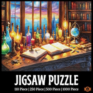 Spellbinder&#39;s Study Jigsaw Puzzle, Apothecary Jigsaw Puzzle, Wizard Jigsaw Puzzle, Potions Jigsaw Puzzle, Alchemy Lovers Gift