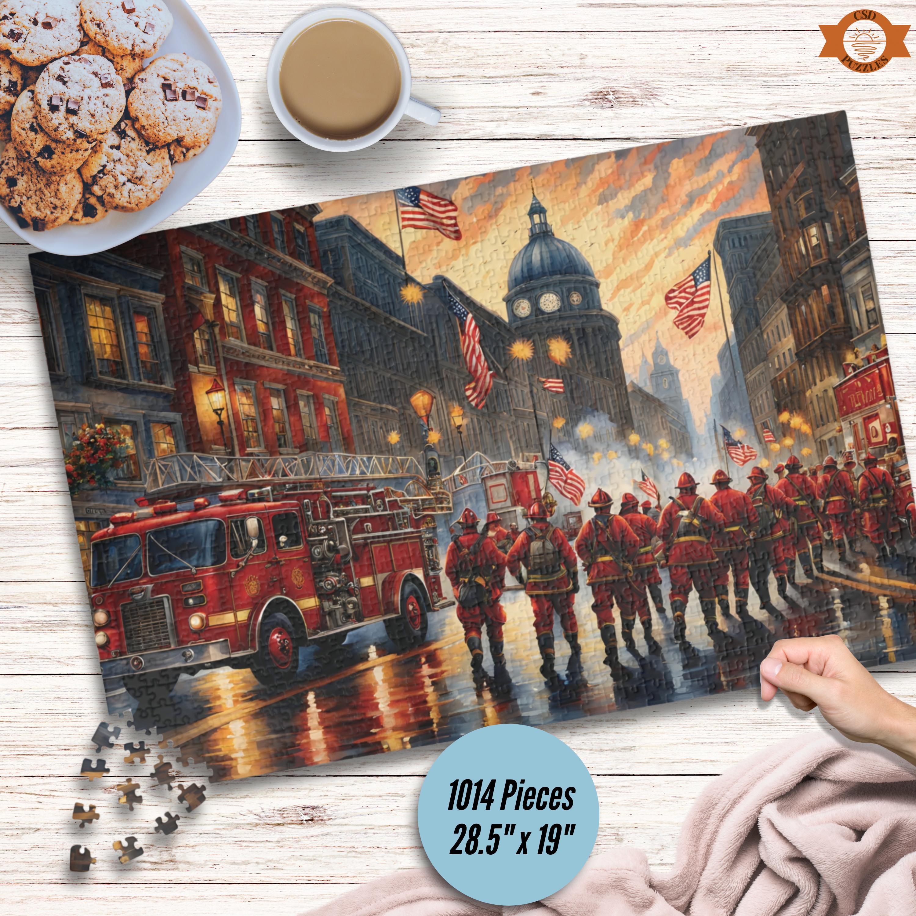 Firefighter Parade Jigsaw Puzzle, Vintage Fire Truck Puzzle ...