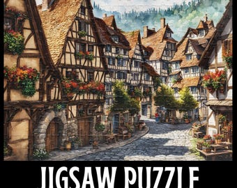 Alsace France Jigsaw Puzzle European Village Travel Lovers Gift Watercolor Art French Architecture