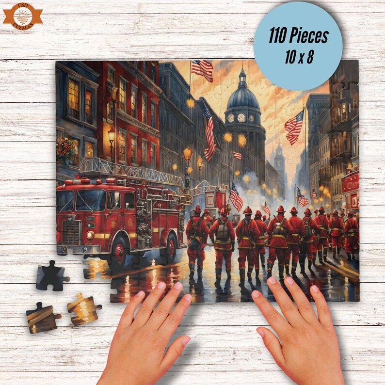 Firefighter Parade Jigsaw Puzzle, Vintage Fire Truck Puzzle ...