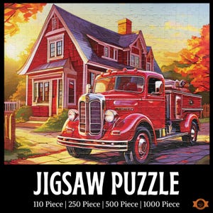 Country Firetruck Jigsaw Puzzle Countryside Charm Farmhouse Lovers Gift Rural Landscape Lovers Puzzle