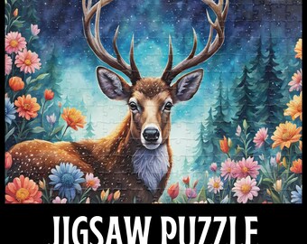 Deer Nature Jigsaw Puzzle, Nature Puzzle, Deer Lovers Gift, Forest Puzzle, Flowers Puzzle, Animal Puzzle
