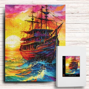 Boat Puzzle, Sailing Puzzle, Ocean Lovers Gift, Ocean Puzzle, Artistic Puzzle, Impasto Ship 1000/500/250/100 Piece
