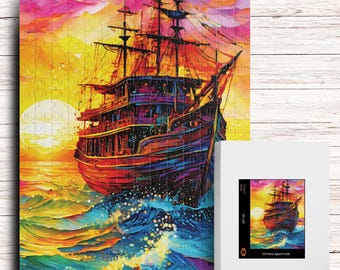Rompecabezas de barco, rompecabezas de vela, regalo para amantes del océano, rompecabezas del océano, rompecabezas artístico, barco de empaste de 1000/500/250/100 piezas