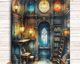 Rompecabezas de la Biblioteca Gótica: Autores Crípticos Misteriosos, Estudio, Taller de Narradores Místicos, Regalo para Amantes de los Libros