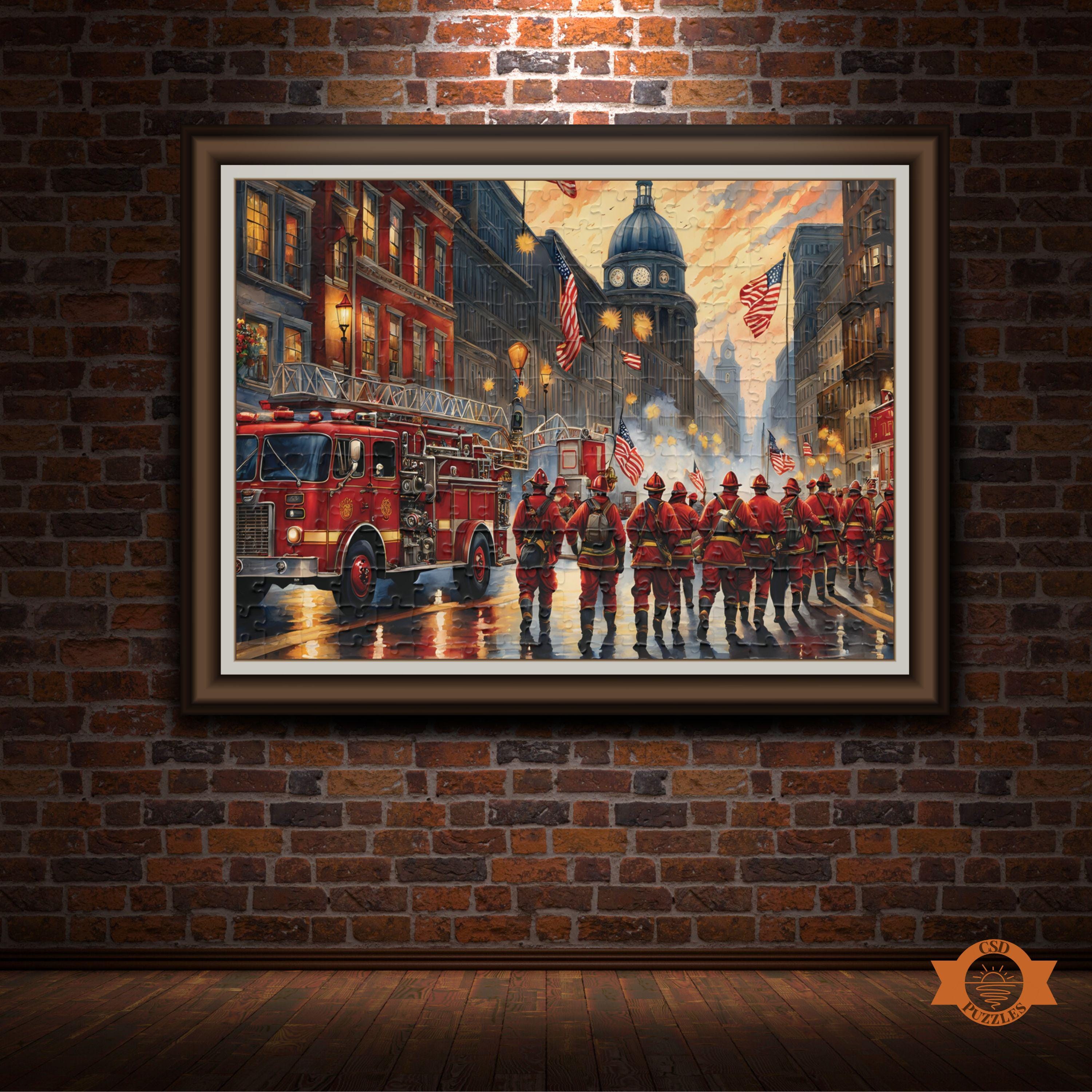 Firefighter Parade 1000 Piece Jigsaw Puzzle, Vintage Firefighter Jigsaw ...
