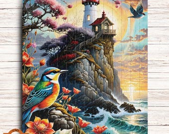 Coastal Lighthouse Jigsaw Puzzle, Ocean Puzzle, Coastal Art, Nature Jigsaw Puzzle, Beach Decor, Lighthouse Lovers Gift