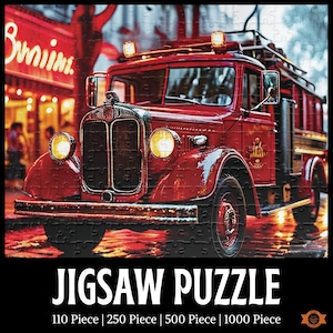 Vintage Firetruck Jigsaw Puzzle, Fire Truck Puzzle, History Lover Puzzle Gift, Old Fashioned Puzzle, 1000/500/250/100 Piece