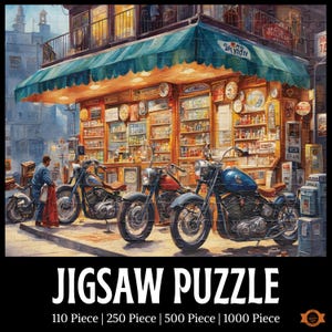 Puzzle Arrêt aux stands, Puzzle moto, Puzzle d'art vintage, Puzzle rétro, Cadeau pour les amateurs de moto, 1000/500/250/110 pièces