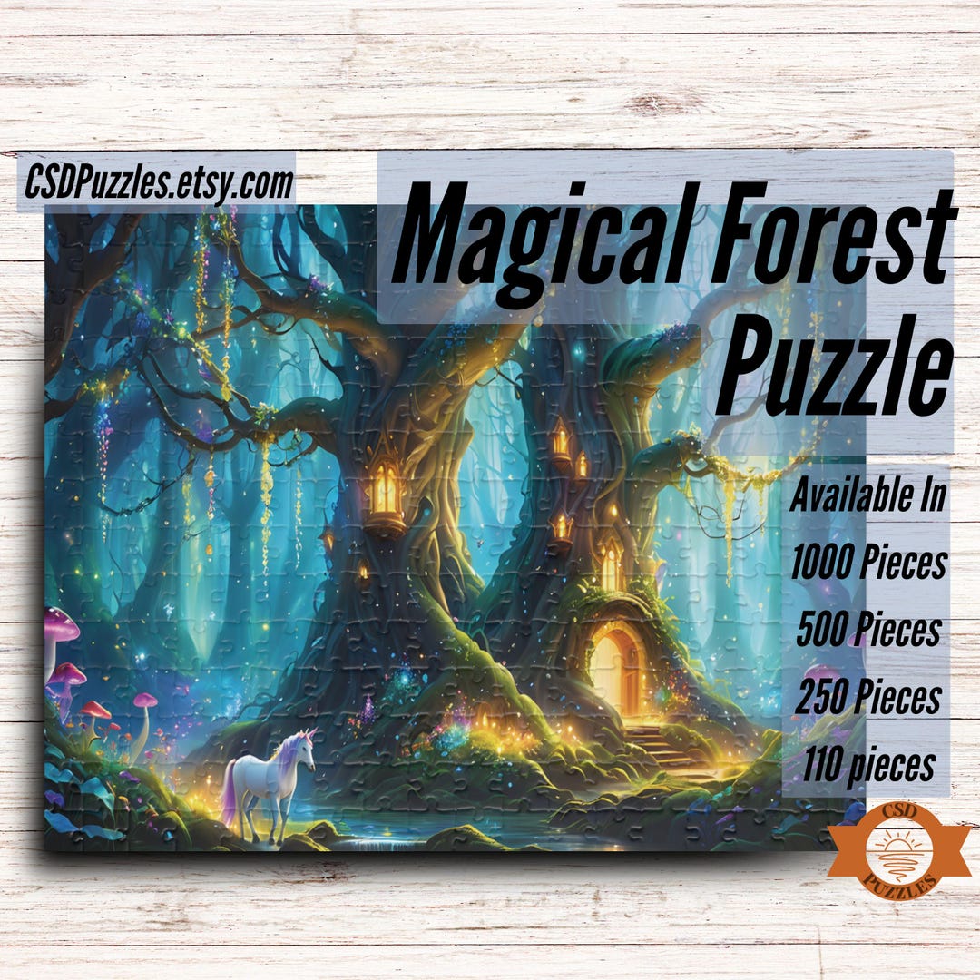 Magical Forest 1000 Piece Jigsaw Puzzle, Ethereal Unicorn Puzzle ...