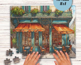 Paris Cafe Jigsaw Puzzle, French Cafe Jigsaw Puzzle, Watercolor Puzzle, Parisian Art Gift, Artistic Puzzle, 1000 Piece, Original Artwork