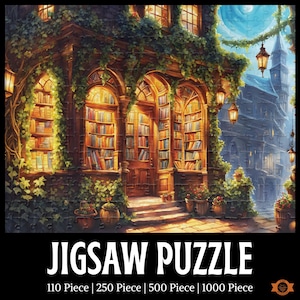 Bookshop Jigsaw Puzzle, Cozy Bookstore Puzzle, Serene Jigsaw Puzzle, Book Lovers Gift, Peaceful Puzzle, 1000/500/250/100 Piece