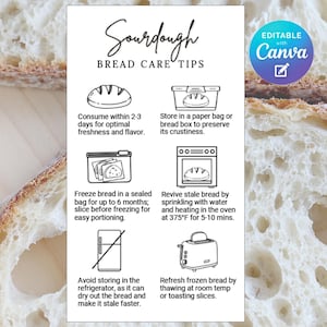 Sourdough Bread Care Card, Editable Sourdough Care Instructions
