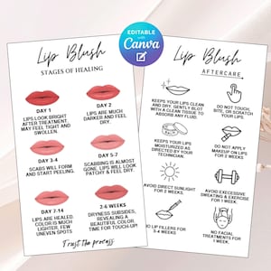 Lip Blush Aftercare Template Editable Lip PMU Business Aftercare Card, Lip Blush Aftercare Card, Simple Modern Design