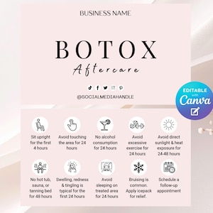 Botox Aftercare Template Editable Botox Business Aftercare Card, Botox Aftercare Card, Simple Modern Design