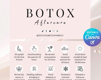 Botox Aftercare Template Editable Botox Business Aftercare Card, Botox Aftercare Card, Simple Modern Design