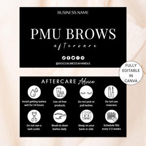 Tarjeta de cuidado posterior de cejas con maquillaje permanente, plantilla editable de cuidado posterior de cejas con maquillaje permanente, tarjeta instructiva para la etapa de curación de cejas, imprimible