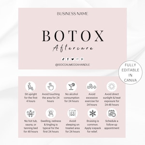 Plantilla de cuidados posteriores al tratamiento con botox Tarjeta de cuidados posteriores al tratamiento con botox editable Tarjeta de cuidados posteriores al tratamiento con botox Diseño moderno y simple