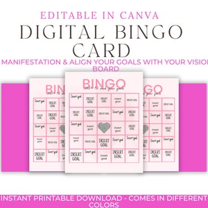 Digitale sjabloon voor bingokaart 2024| Manifestatie Bingo | Vision Board Bingokaart | Esthetische bingokaart | Doelen Bingo|Bewerkbaar met Canva