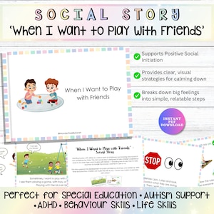 Social Story Making Friends, ASD Emotional Regulation, Story about Friendship Autism & ADHD Support, Kids Behavior Tool, Instant Download